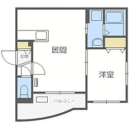 札幌市営東豊線 月寒中央駅 徒歩1分の賃貸マンション 4階1LDKの間取り