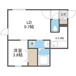 札幌市営東西線 南郷18丁目駅 徒歩7分の賃貸マンション 4階1LDKの間取り