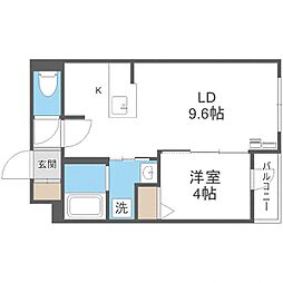 札幌市営東豊線 福住駅 徒歩8分の賃貸マンション 3階1LDKの間取り