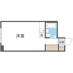 札幌市営東西線 バスセンター前駅 徒歩5分の賃貸マンション 10階1Kの間取り