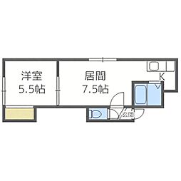 札幌市営東豊線 福住駅 徒歩5分の賃貸アパート 3階1DKの間取り