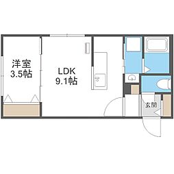 札幌市営東西線 南郷13丁目駅 徒歩5分の賃貸マンション 4階1LDKの間取り