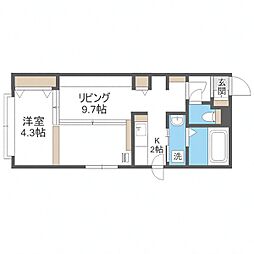 札幌市営東西線 菊水駅 徒歩6分の賃貸マンション 3階1LDKの間取り