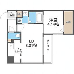 札幌市営東豊線 学園前駅 徒歩7分の賃貸マンション 4階1LDKの間取り