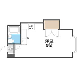 札幌市営東西線 西18丁目駅 徒歩12分の賃貸マンション 3階ワンルームの間取り