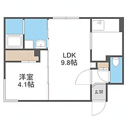 札幌市営南北線 南平岸駅 徒歩5分の賃貸マンション 3階1LDKの間取り