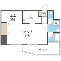 札幌市営南北線 中島公園駅 徒歩13分の賃貸マンション 6階1LDKの間取り
