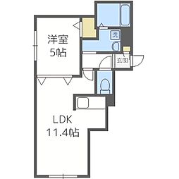 札幌市営南北線 平岸駅 徒歩2分の賃貸マンション 1階1LDKの間取り