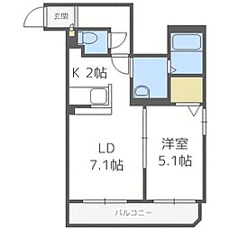 札幌市営東西線 東札幌駅 徒歩4分の賃貸マンション 3階1LDKの間取り