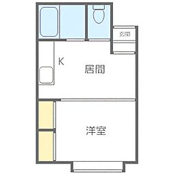 札幌市営南北線 南平岸駅 徒歩7分の賃貸アパート 2階1DKの間取り