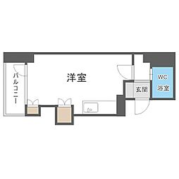札幌市営東西線 バスセンター前駅 徒歩5分の賃貸マンション 9階ワンルームの間取り