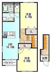 フェリーチェ 2LDKの間取図画像