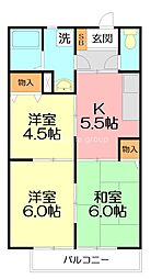 ノイエサトウ 3DKの間取図画像