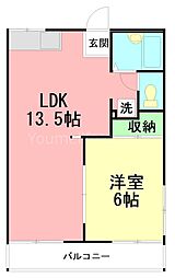 日の出ハイツ 1LDKの間取図画像