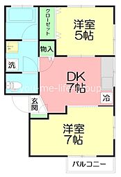 メゾンドキキ 2DKの間取図画像