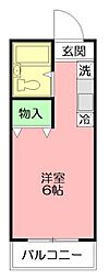 パレス西湘海岸A ワンルームの間取図画像