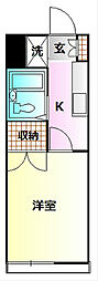 ナカパレス2 1Kの間取図画像