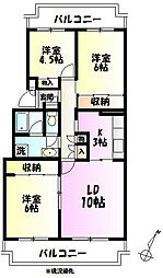 テレパレス伊勢原6号棟 3LDKの間取図画像