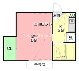 さつき2 1Kの間取図画像