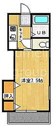 カーサ・ロッサ 1Kの間取図画像