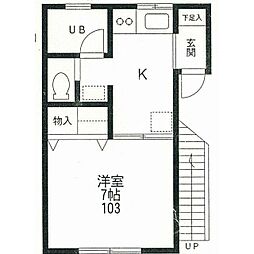 ブランコート 1Kの間取図画像