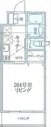 レッドロビン 1Kの間取図画像