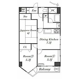 ライオンズマンション平塚第3 3DKの間取図画像