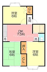ホワイトテラス 3DKの間取図画像