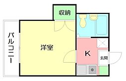 グランフォレスト 1Kの間取図画像