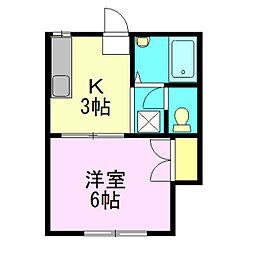 コーポ宮松 1Kの間取図画像