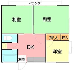 コーポ幸A 3DKの間取図画像