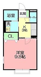 センチュリーハイム3 1Kの間取図画像