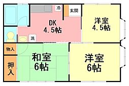 ハイツ草山2 2DKの間取図画像