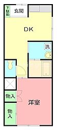 高梨テラス 1DKの間取図画像