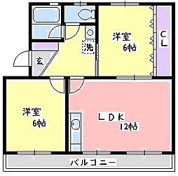 桃山コーポ2号棟 2LDKの間取図画像