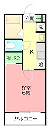 FIVESTARTOKAIA 1Kの間取図画像