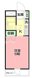 プラーズ徳延 1Kの間取図画像