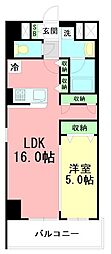 リベラマーロ3 1LDKの間取図画像