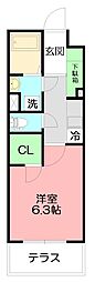 プロシード1045館 1Kの間取図画像