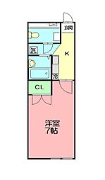 Plaisirドリームハイツ 1Kの間取図画像