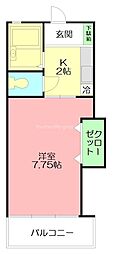 オールージュ 1Kの間取図画像
