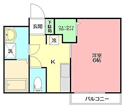 ピュアメゾン平塚中里 1Kの間取図画像