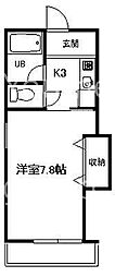 スクエアコート 1Kの間取図画像
