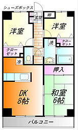 セジュールコート 3DKの間取図画像