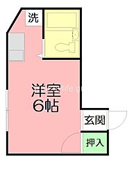 フジキコーポ ワンルームの間取図画像