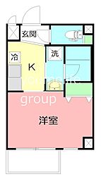 グレースコート平塚 1Kの間取図画像