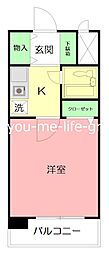 フジビューハイツ山下 1Kの間取図画像