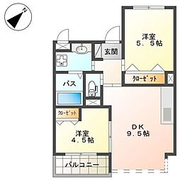 コモドレジデンス 2DKの間取図画像