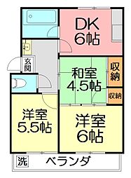 コーポ札場1棟 3DKの間取図画像