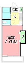 ヴィラクール 1Kの間取図画像